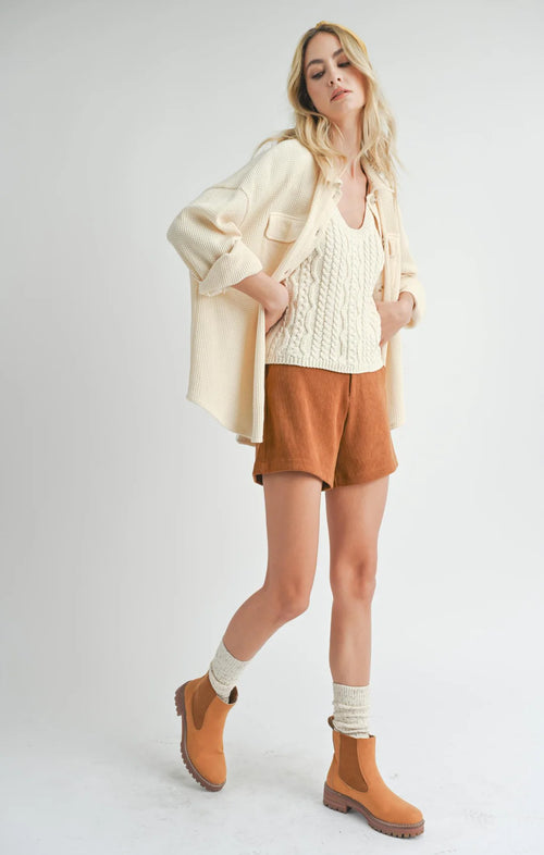 COMFY WAFFLE KNIT SHACKET