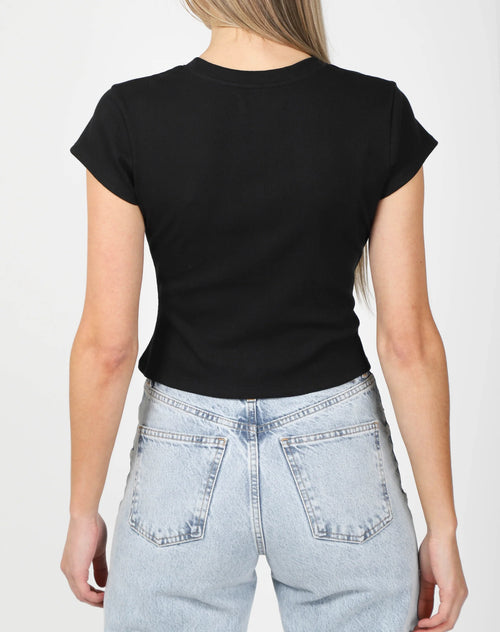 BTL CROPPED RIBBED TEE - BLACK