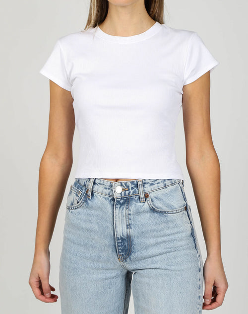 BTL THE CROPPED RIB TEE - WHITE