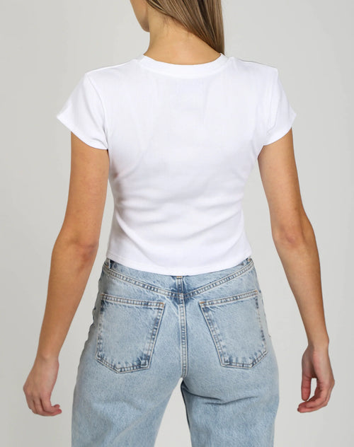 BTL THE CROPPED RIB TEE - WHITE
