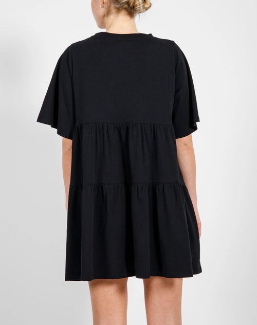BTL TIERED T-SHIRT DRESS - BLACK
