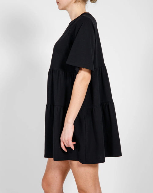 BTL TIERED T-SHIRT DRESS - BLACK