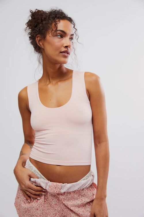 FREE PEOPLE CLEAN LINES MUSCLE TANK - PINK SALT