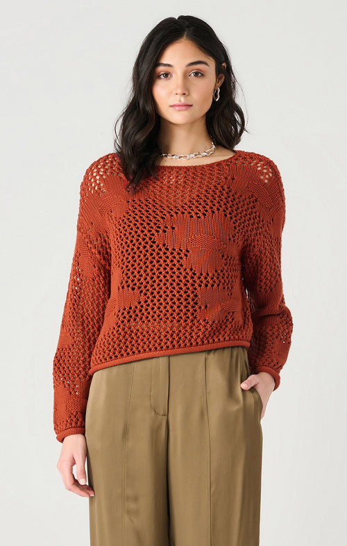 LS FLORAL CROCHET SWEATER - DEX