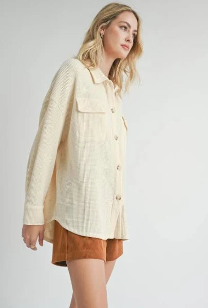 COMFY WAFFLE KNIT SHACKET