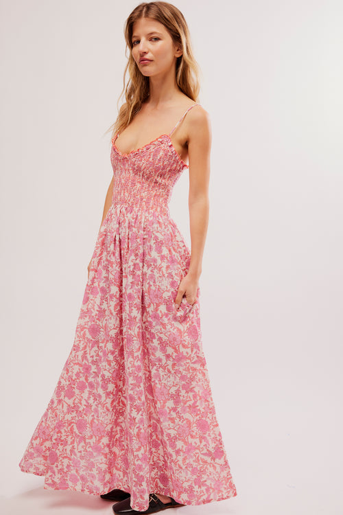 free people women's sweet nothings cotton smocked maxi dress Free People Women's Sweet Nothings Cotton Smocked Maxi Dress
